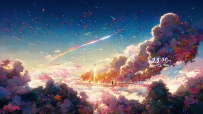 唯美梦幻仙境花海星空