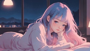 氛围蓝发少女