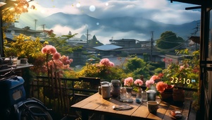 清晨阳台