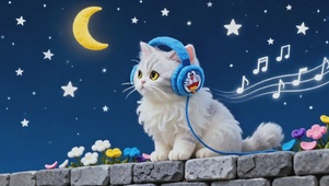 聆听音乐的猫咪