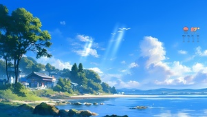 海岸海景蓝天