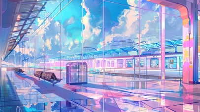 在未来的炫彩车站