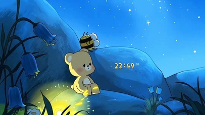 4K 唯美治愈小熊望星空