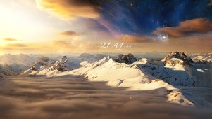 治愈唯美雪山天空星云
