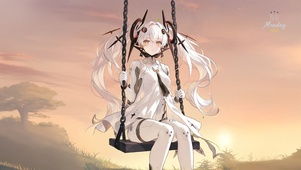 唯美午后白发秋千少女