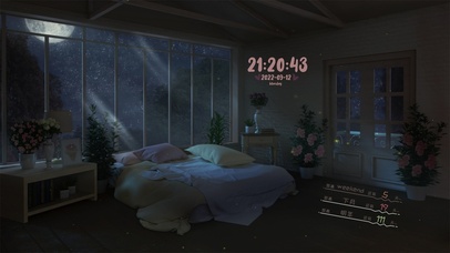 唯美鲜花少女卧室-夜晚