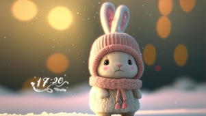 唯美治愈雪中兔兔