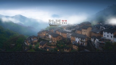 唯美雨天云雾山村