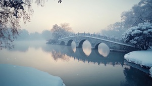 石桥上的冬日风景