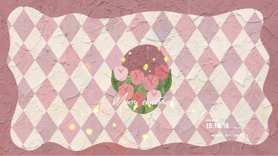 文艺油画 粉色几何郁金香