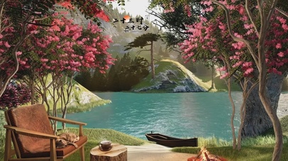 春天湖边的早晨