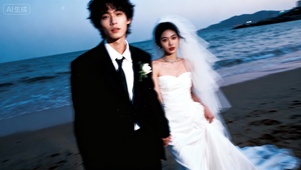 潮汐婚纱：海岸边的复古爱之诗