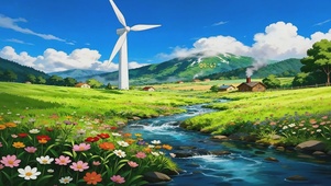 乡村草地溪流4K