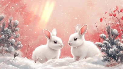 雪地里的小兔子