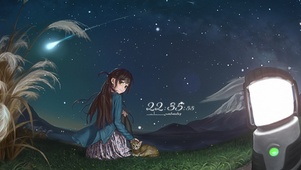 4k 治愈唯美夜晚星空少女