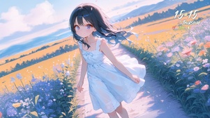 唯美花田女孩