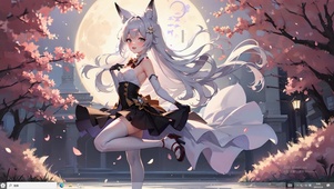 4k白色狐狸樱花纯欲美少女