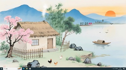 古墨风插画乡村