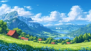 4K护眼夏日动漫乡村