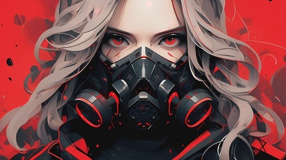 4K简约面具美女插画