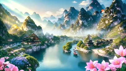 唯美国风山水阁楼