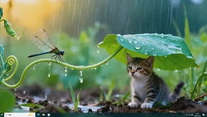 下雨天猫咪桌面主题