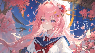 唯美清纯粉发樱少女