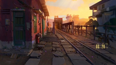 4K 暮色中的火车轨道