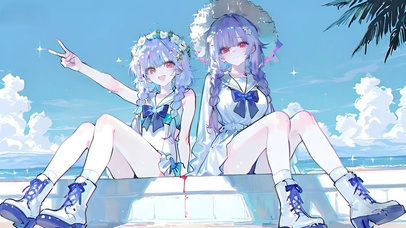 秤亚津子-海边双子萝莉御姐