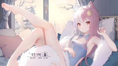 萌系床上猫耳少女