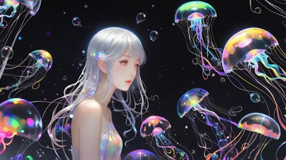 唯美水母与女孩