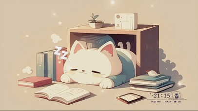 看书打瞌睡的可爱小猫