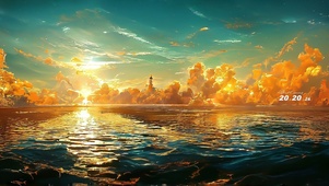 夕阳下的大海
