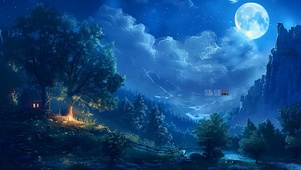 月圆森林夜