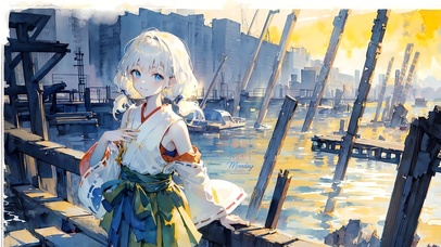 可爱白发雨中少女