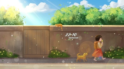 夏天放学路上吃冰淇淋的小女孩