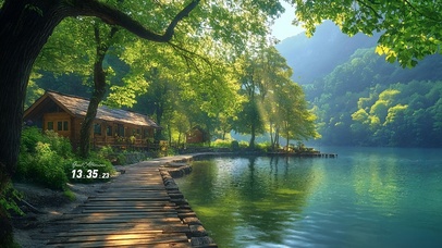 治愈护眼湖畔木屋