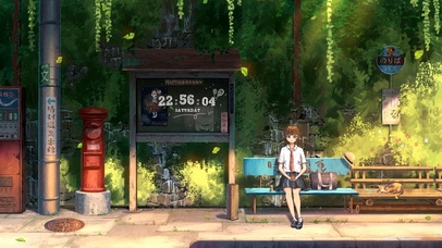 公交站少女和猫