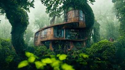 4k绿色森林炫酷树屋