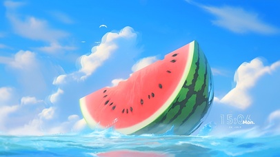 夏日冰爽西瓜云 4k