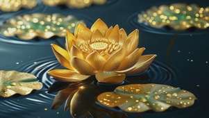 大自然风景金色风水荷花池塘