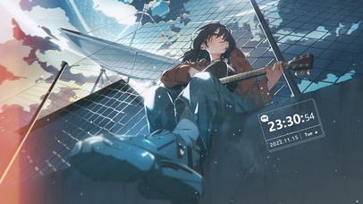 4k 天台吉他女孩