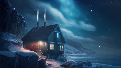 4K唯美治愈星空海景木屋