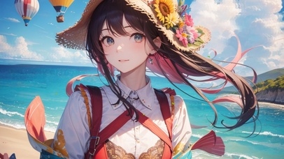 海边草帽女孩
