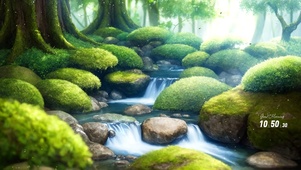 绿色山间溪流
