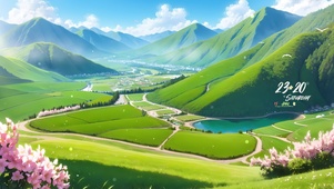护眼山间村落