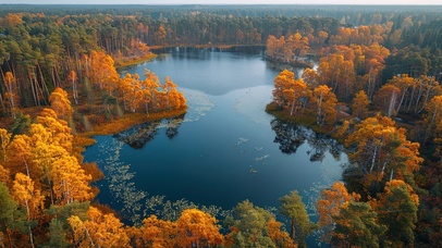 秋季唯美枫林湖泊