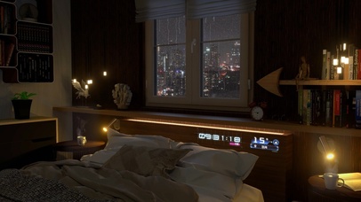 温馨的雨天都市房间