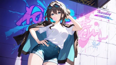 泡泡糖涂鸦少女