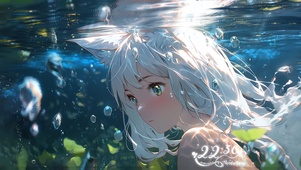 唯美水中白发女孩